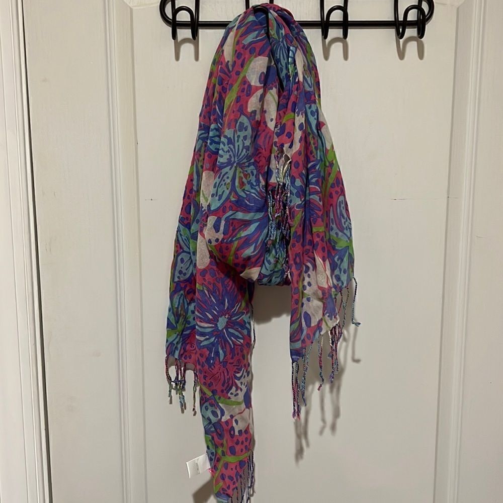 Lilly Pulitzer purple and pink floral scarf